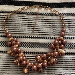 Chunky gold and pearl floral necklace